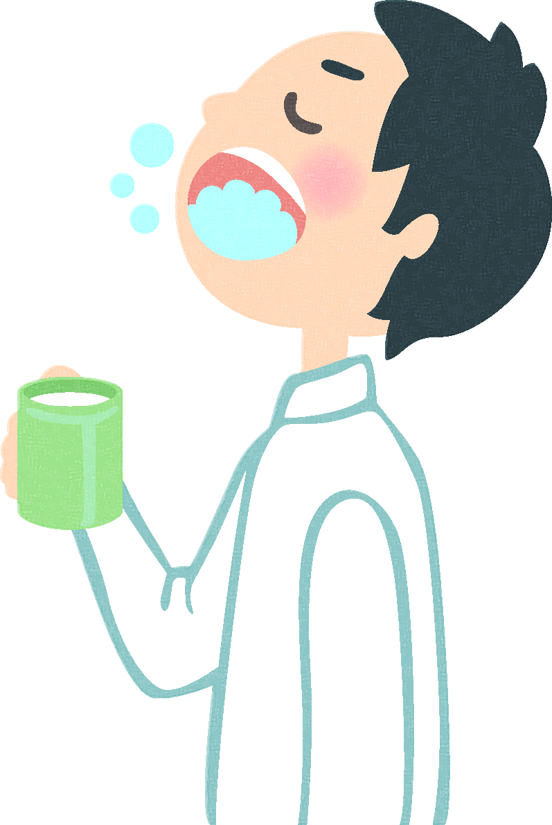 うがいをする男性の無料イラスト／医療／健康43612に写真・文字を入れる