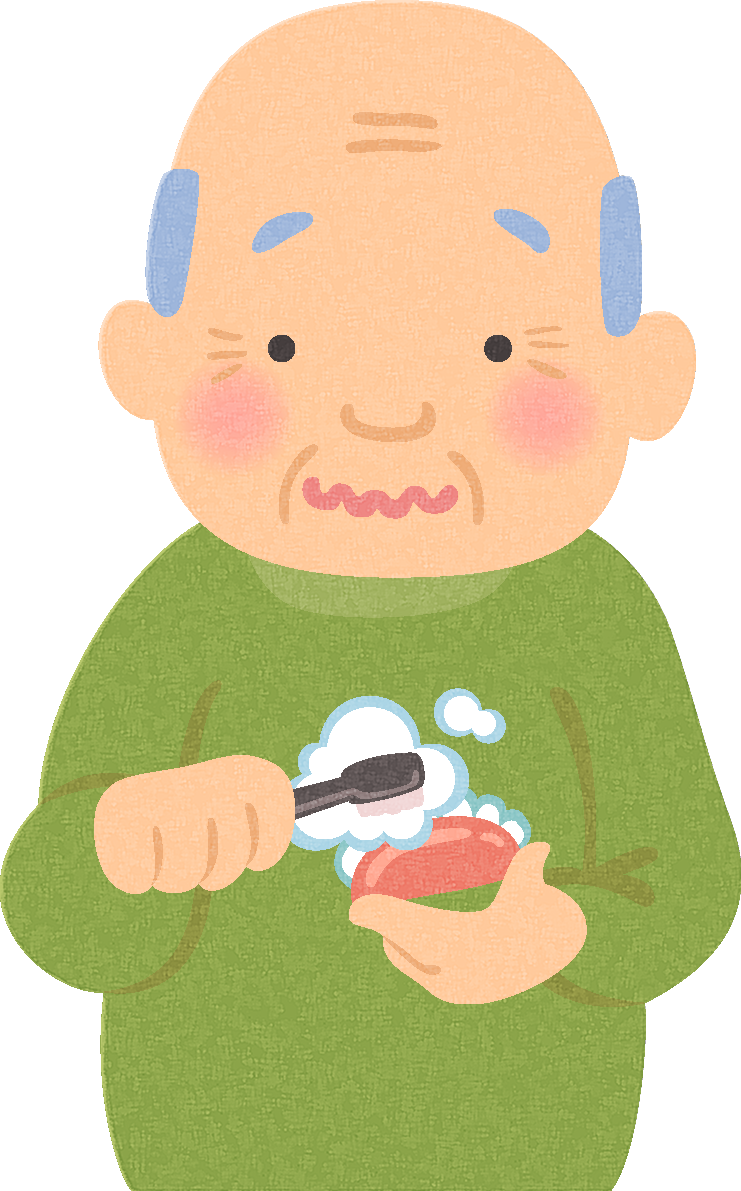 歯磨きするお爺さんの無料イラスト／医療／健康43682に写真・文字を入れる