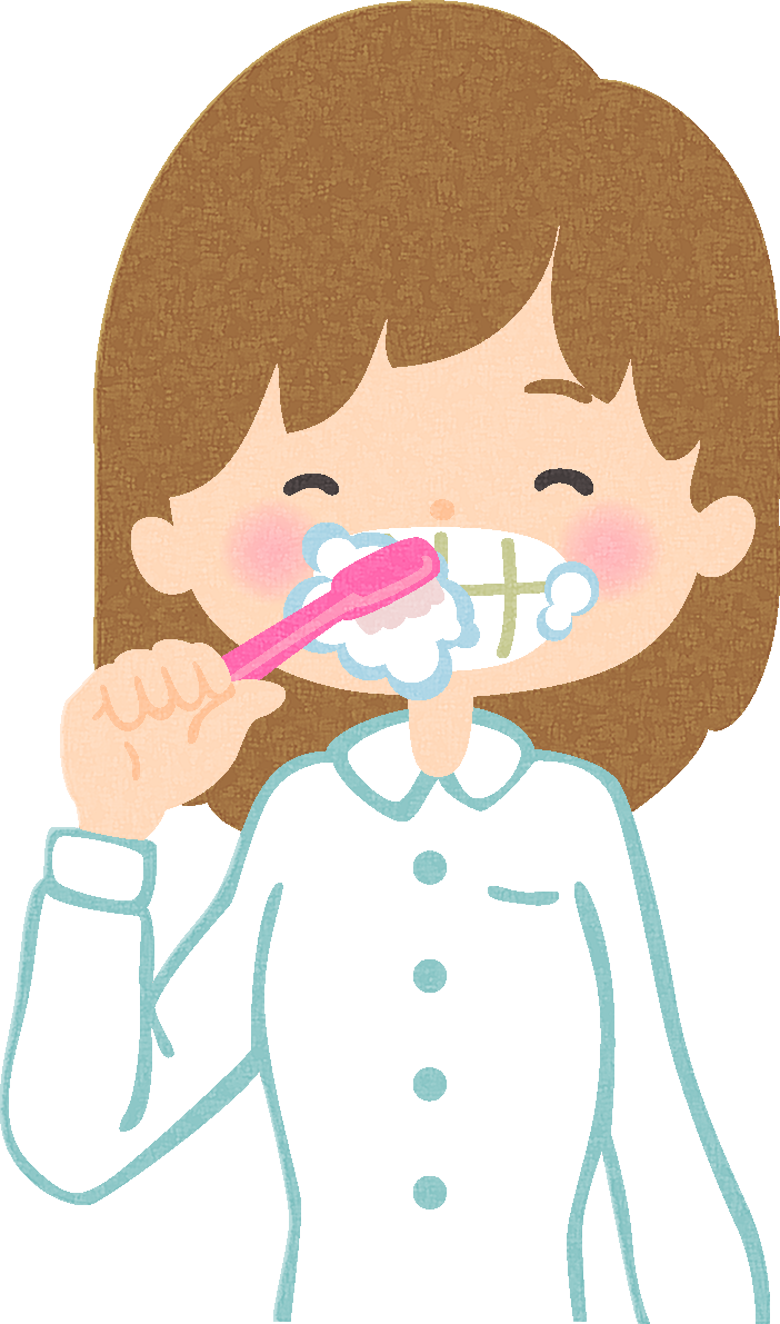 歯磨きする女性の無料イラスト／医療／健康43695に写真・文字を入れる