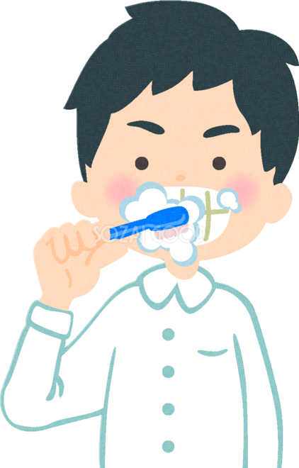 歯磨きする男性の無料イラスト 健康 素材good