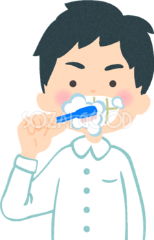 歯磨きする男性の無料イラスト／健康43703