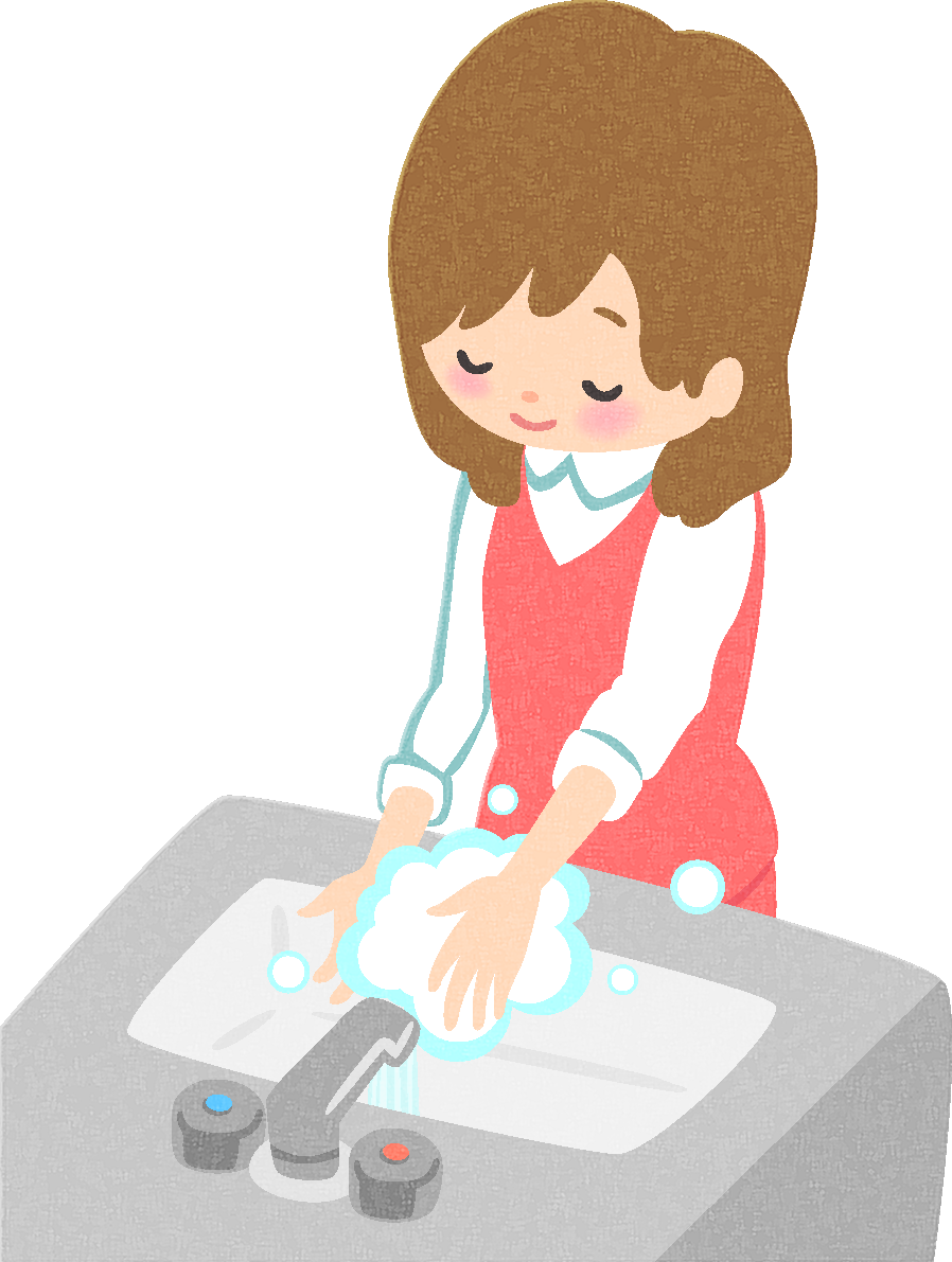 手洗いする女性の無料イラスト／医療／健康43731に写真・文字を入れる