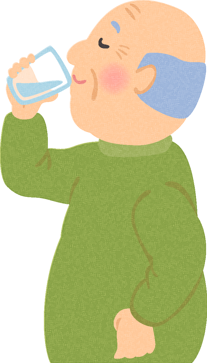 水を飲むお爺さんの無料イラスト／医療／健康43759に写真・文字を入れる