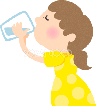 水を飲む女の子の無料イラスト／医療／健康43763