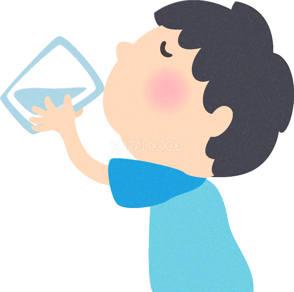 水を飲む男の子の無料イラスト/医療/健康43767