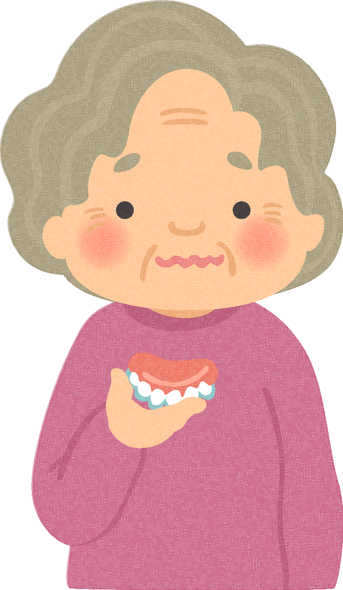 入れ歯を外したお婆さんの無料イラスト／医療／健康43779に写真・文字を入れる