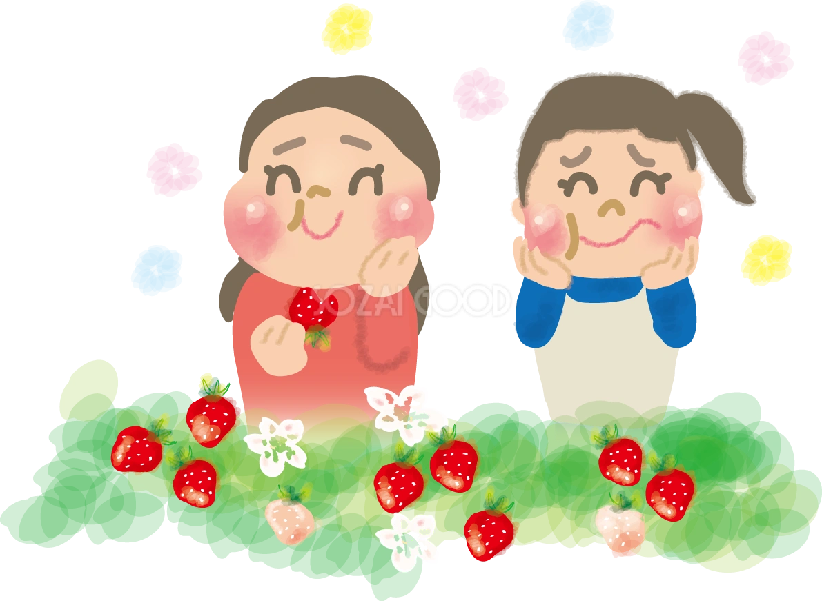 いちご狩りの無料イラスト/食べ物44092