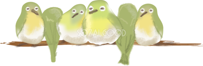 目白押し 正面と後ろ向き 無料イラスト 鳥 素材good