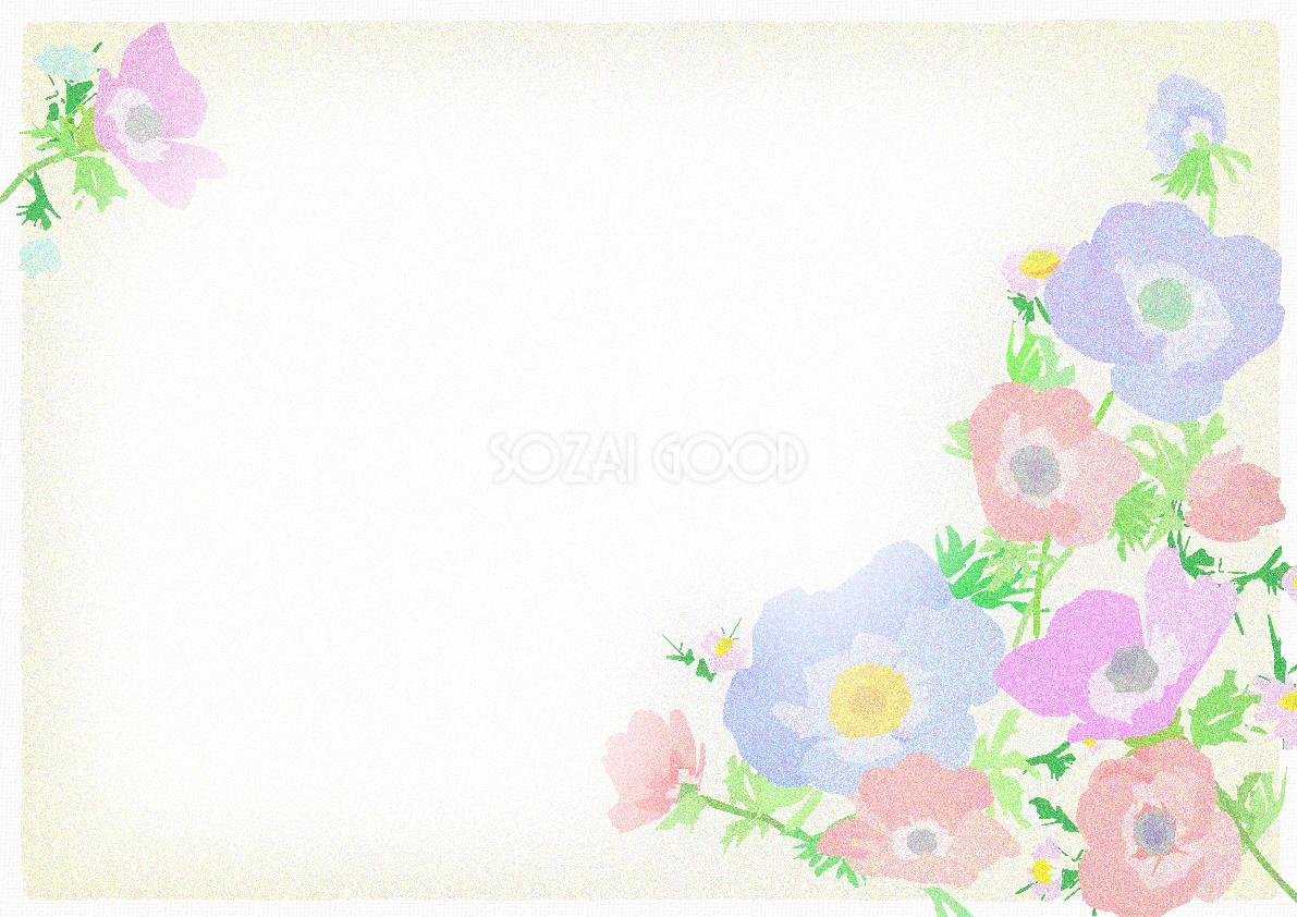 かわいい押し花風の背景無料イラスト／花44263