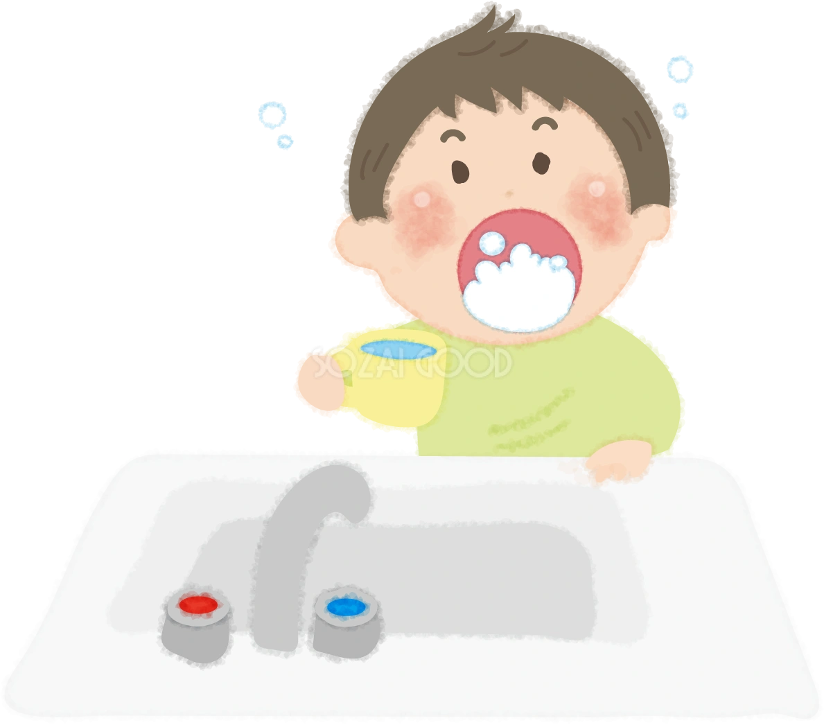 うがいする男の子の無料イラスト/幼稚園45648