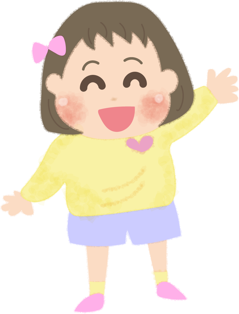 手を振る女の子の無料イラスト／幼稚園45680に写真・文字を入れる