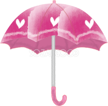 ピンクの可愛い傘（開いている）の無料イラスト／梅雨45796
