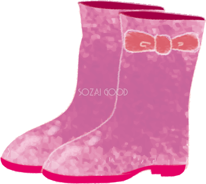 ピンクの可愛い長靴の無料イラスト 梅雨45800 素材good