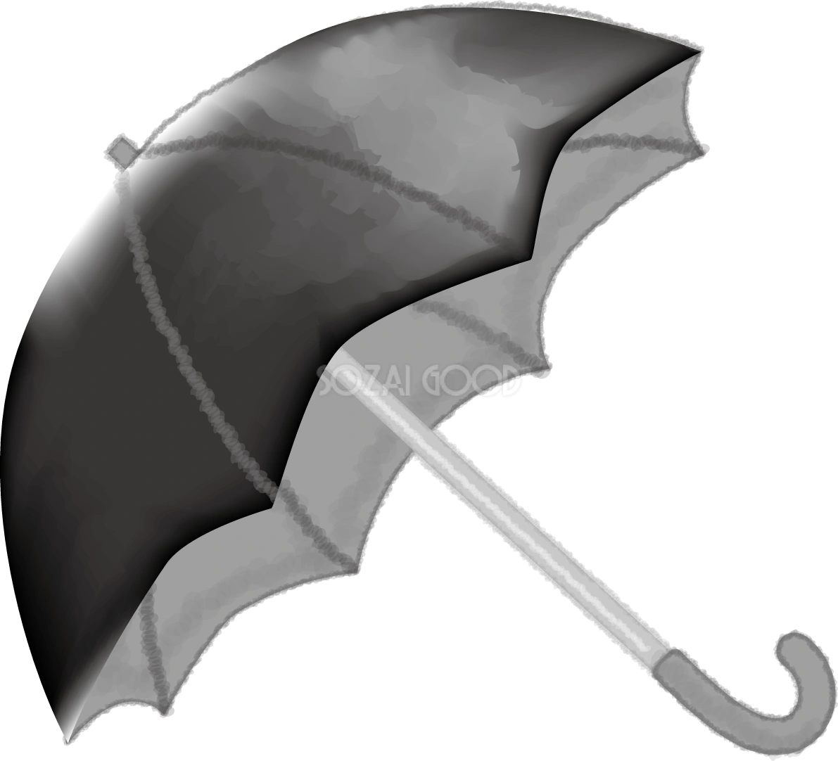 黒い傘（開いている）の無料イラスト／梅雨45824