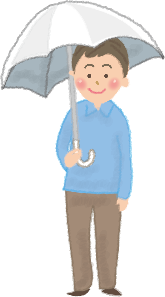 傘をさす男性の無料イラスト／梅雨45856に写真・文字を入れる