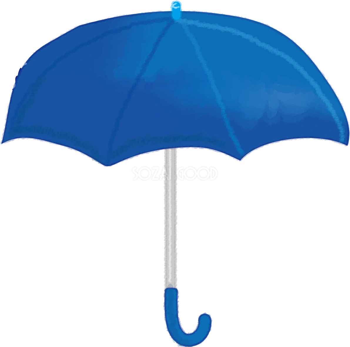 青い傘(開いている)の無料イラスト/梅雨45868