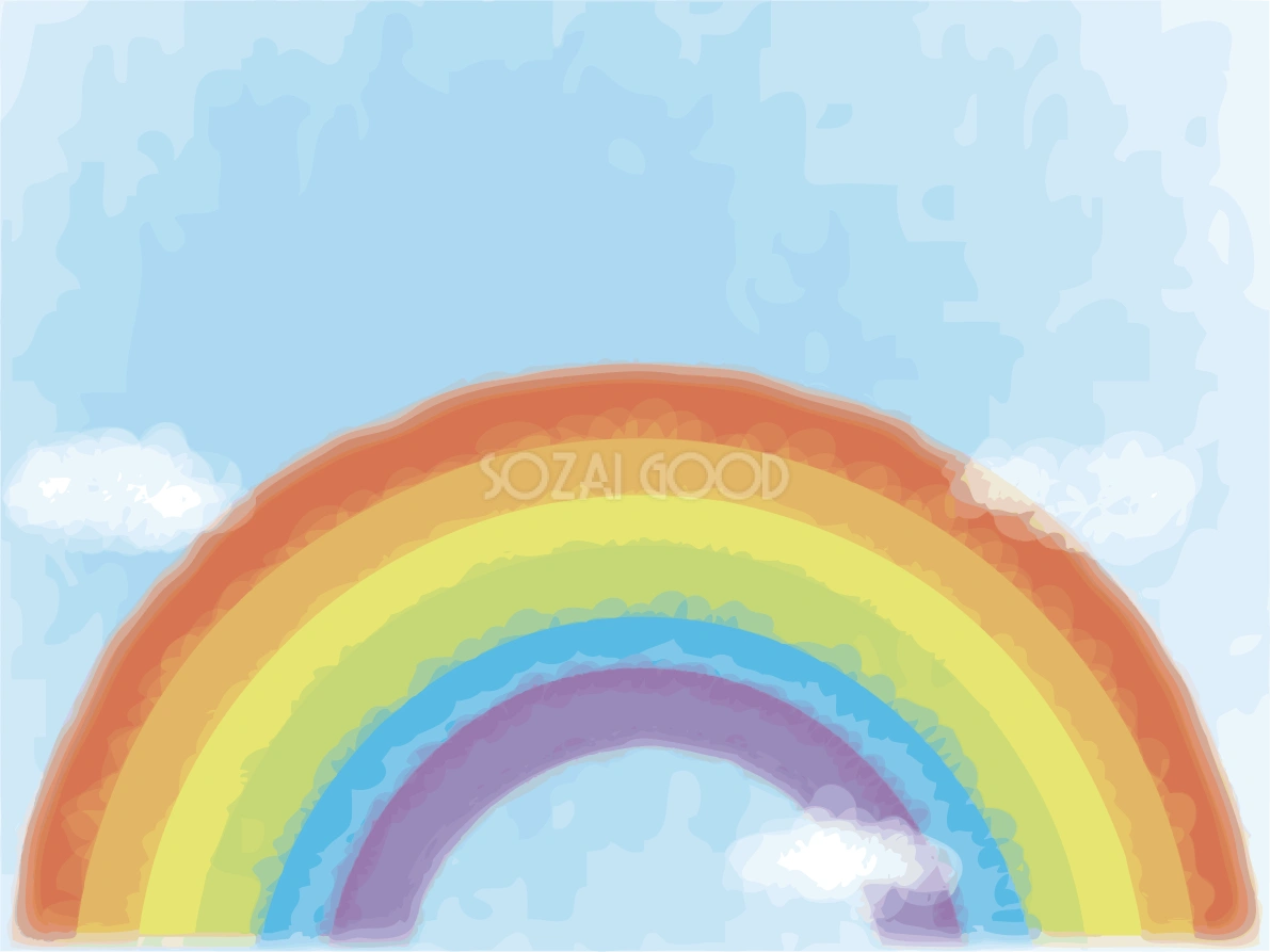 大きな虹の無料イラスト/梅雨45888