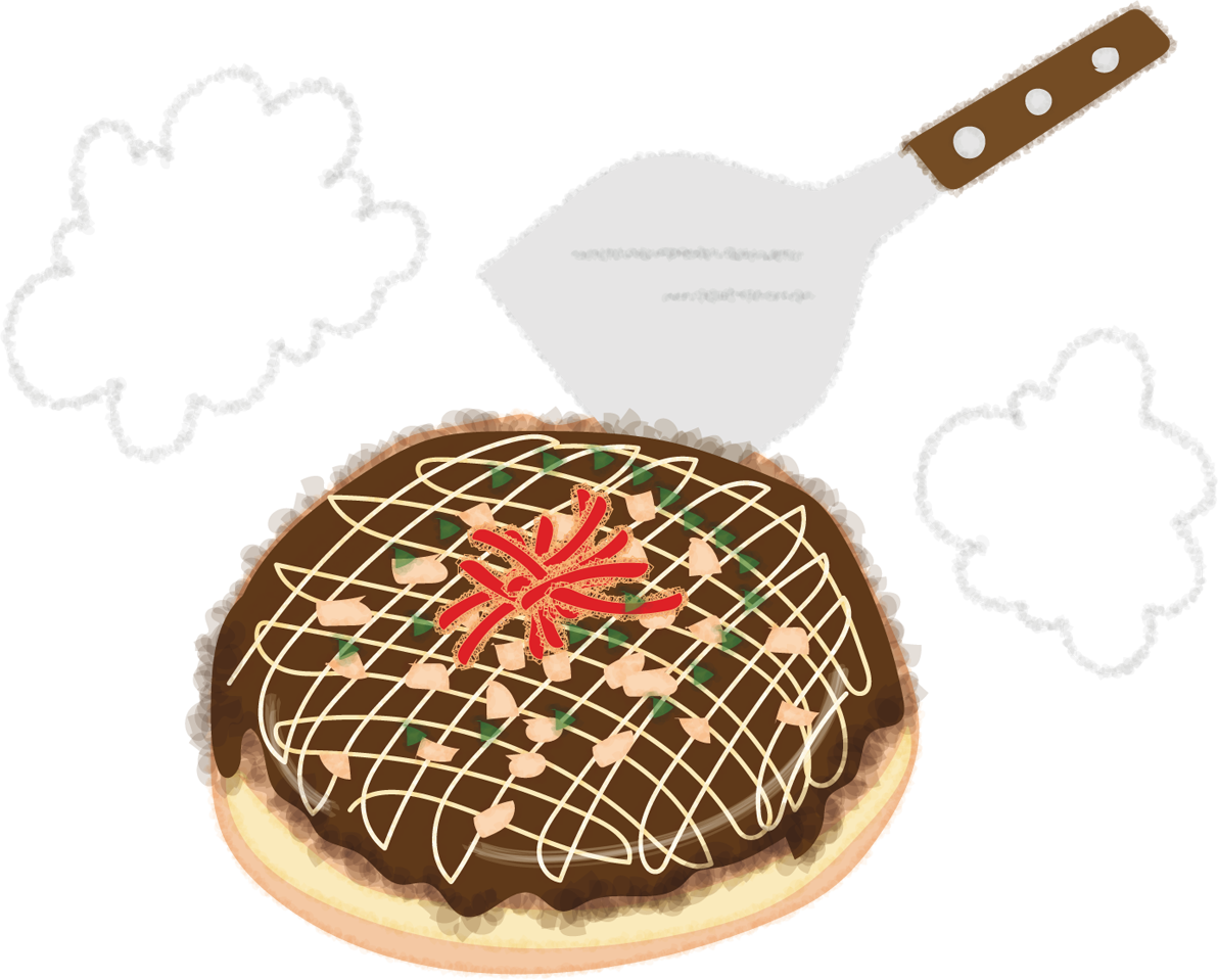 お好み焼きの無料イラスト／お祭り46003に写真・文字を入れる
