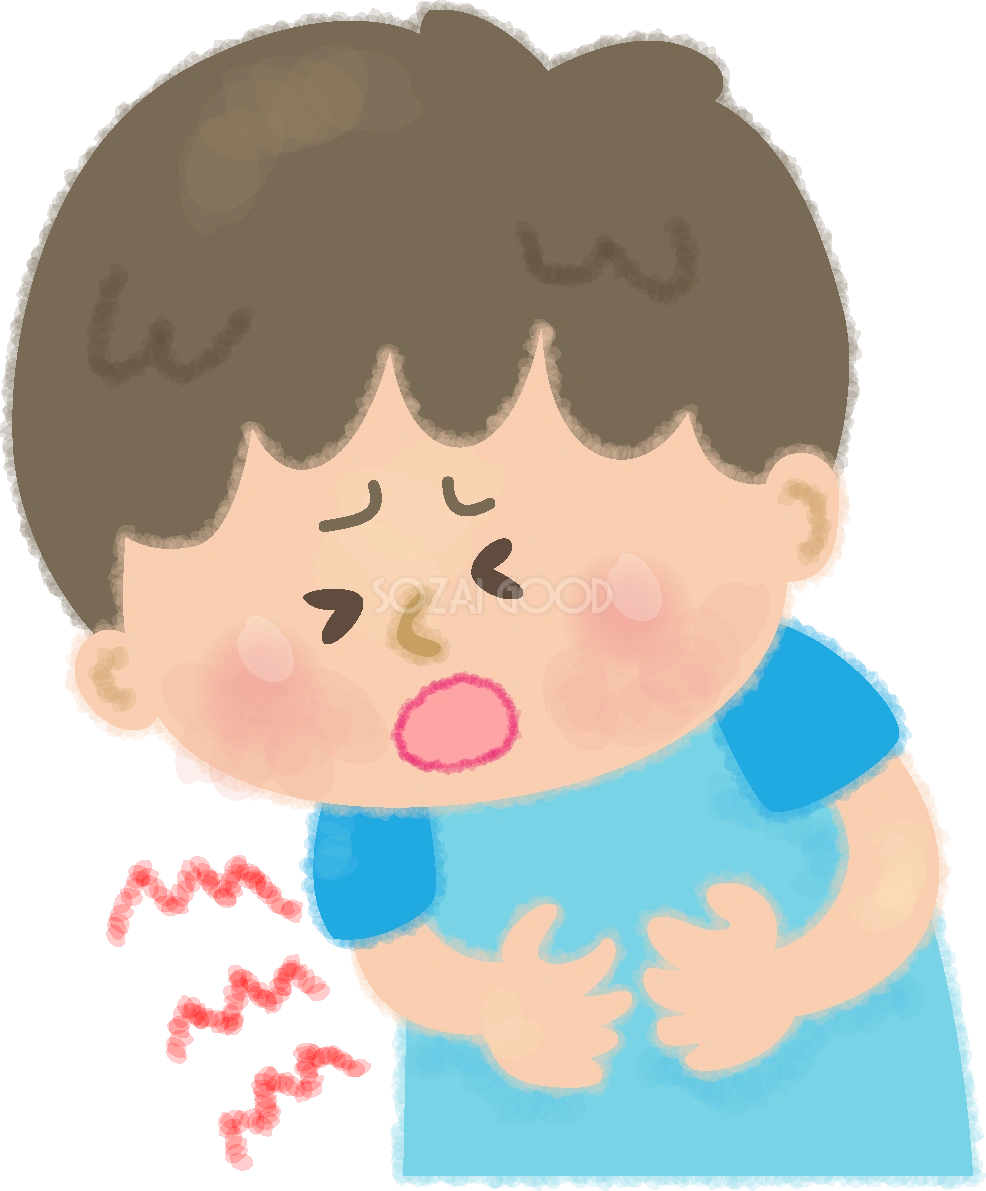 かわいい腹痛・食中毒の男の子の無料イラスト/医療/健康46188