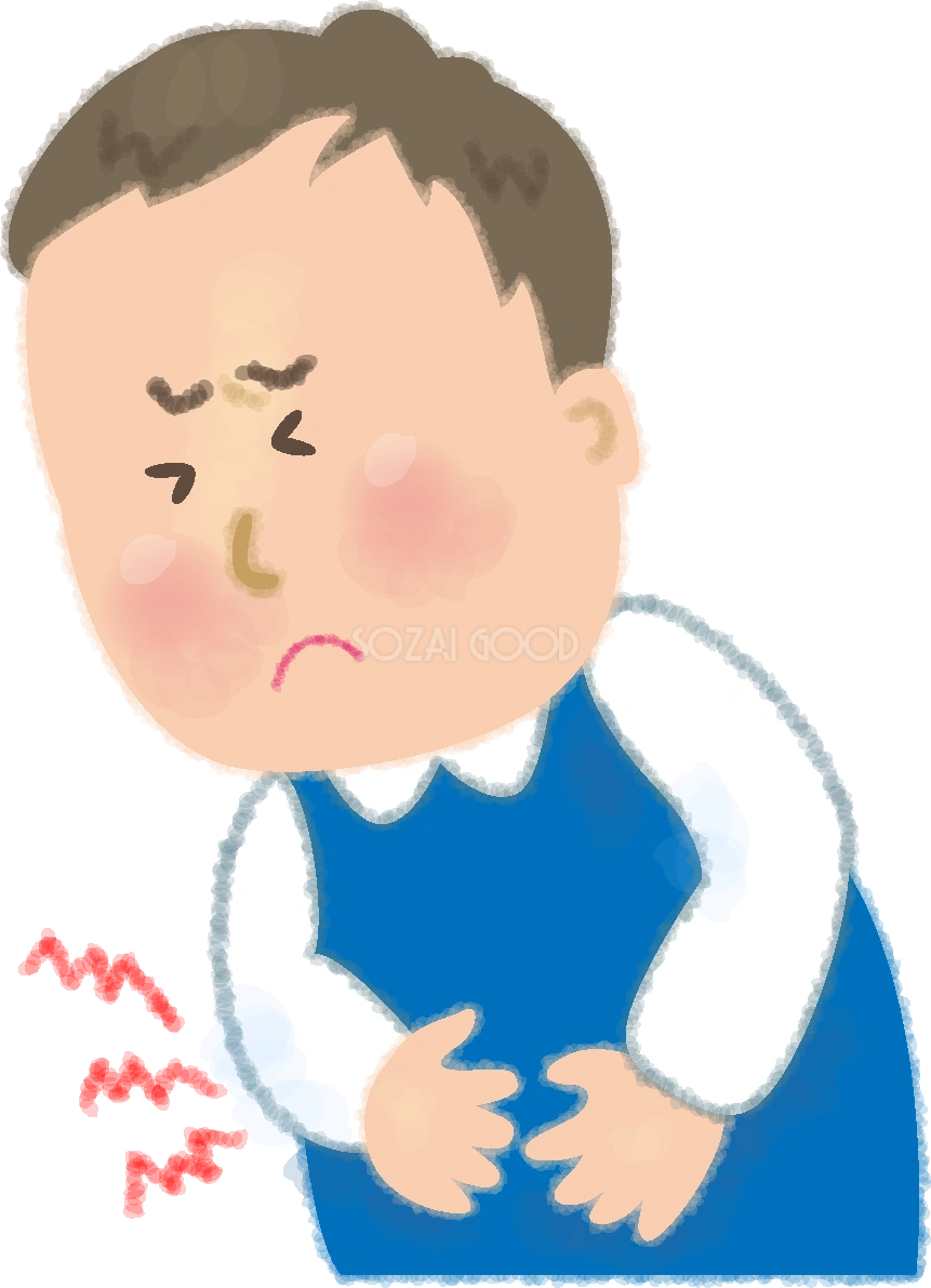かわいい腹痛・食中毒の男性の無料イラスト/医療/健康46192