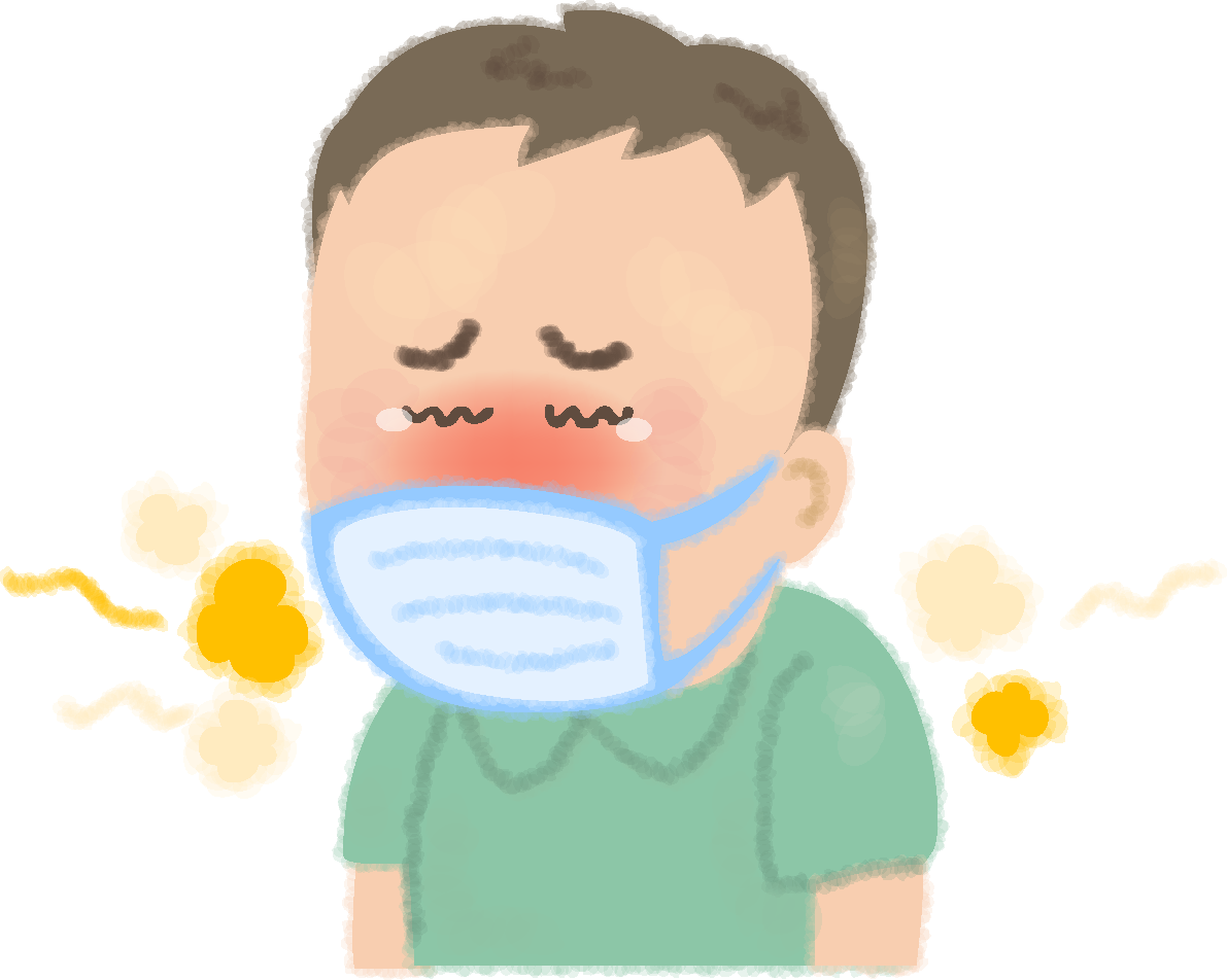 花粉症でマスクする男性の無料イラスト／医療／健康46220に写真・文字を入れる