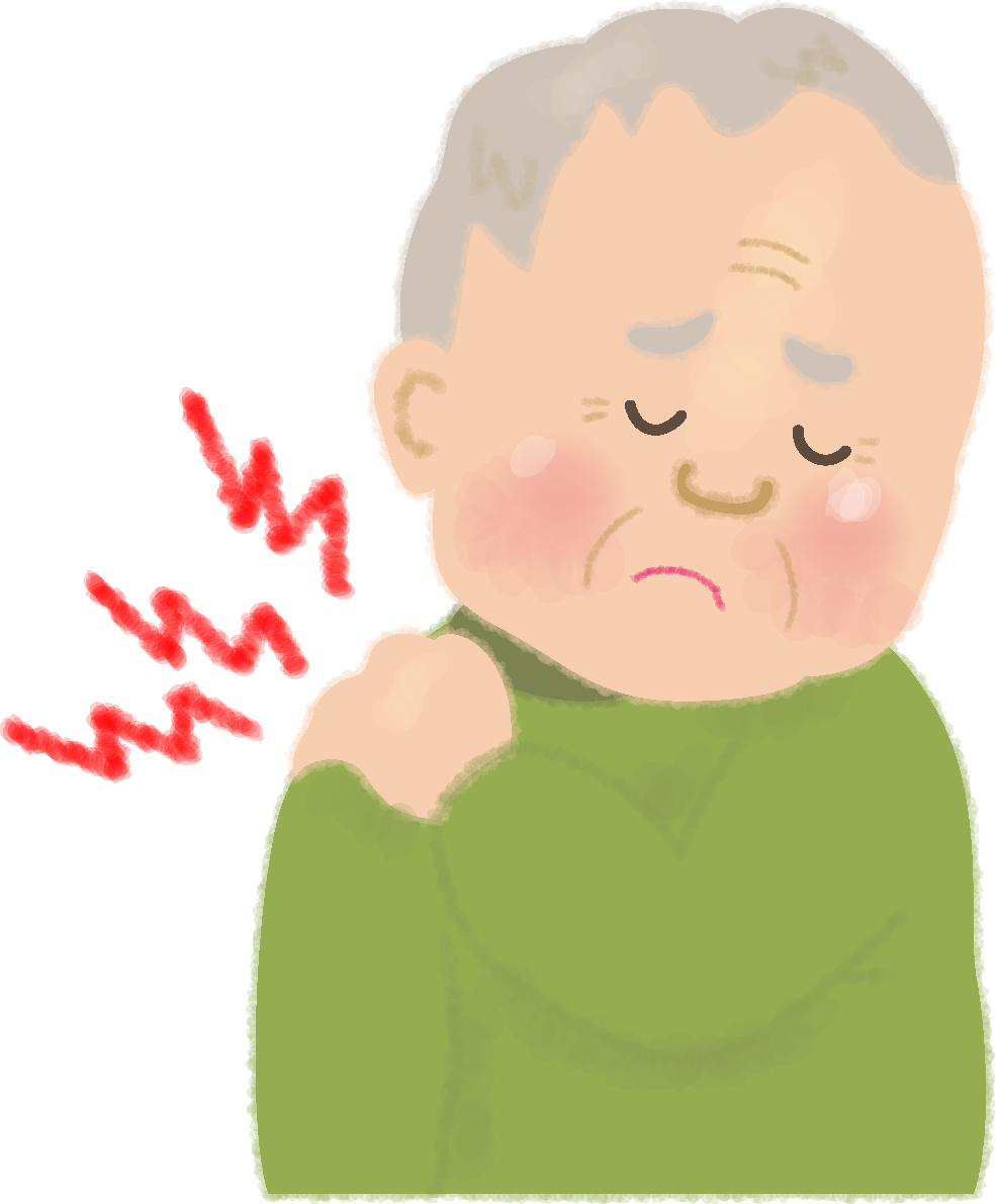肩が痛いおじいさんの無料イラスト／医療／健康46224に写真・文字を入れる
