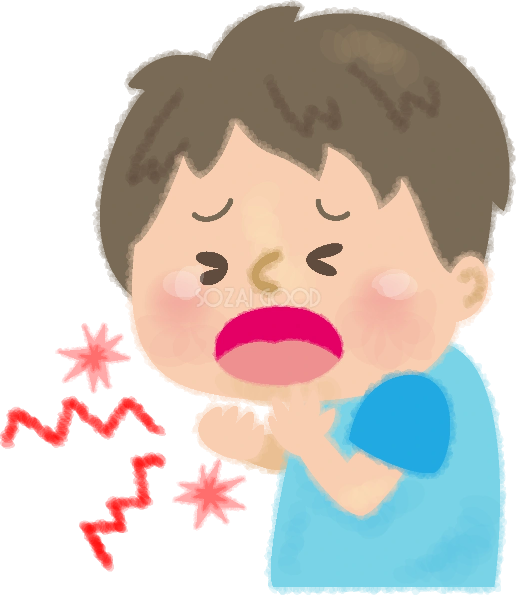 喉が痛い男の子の無料イラスト/医療/健康46257