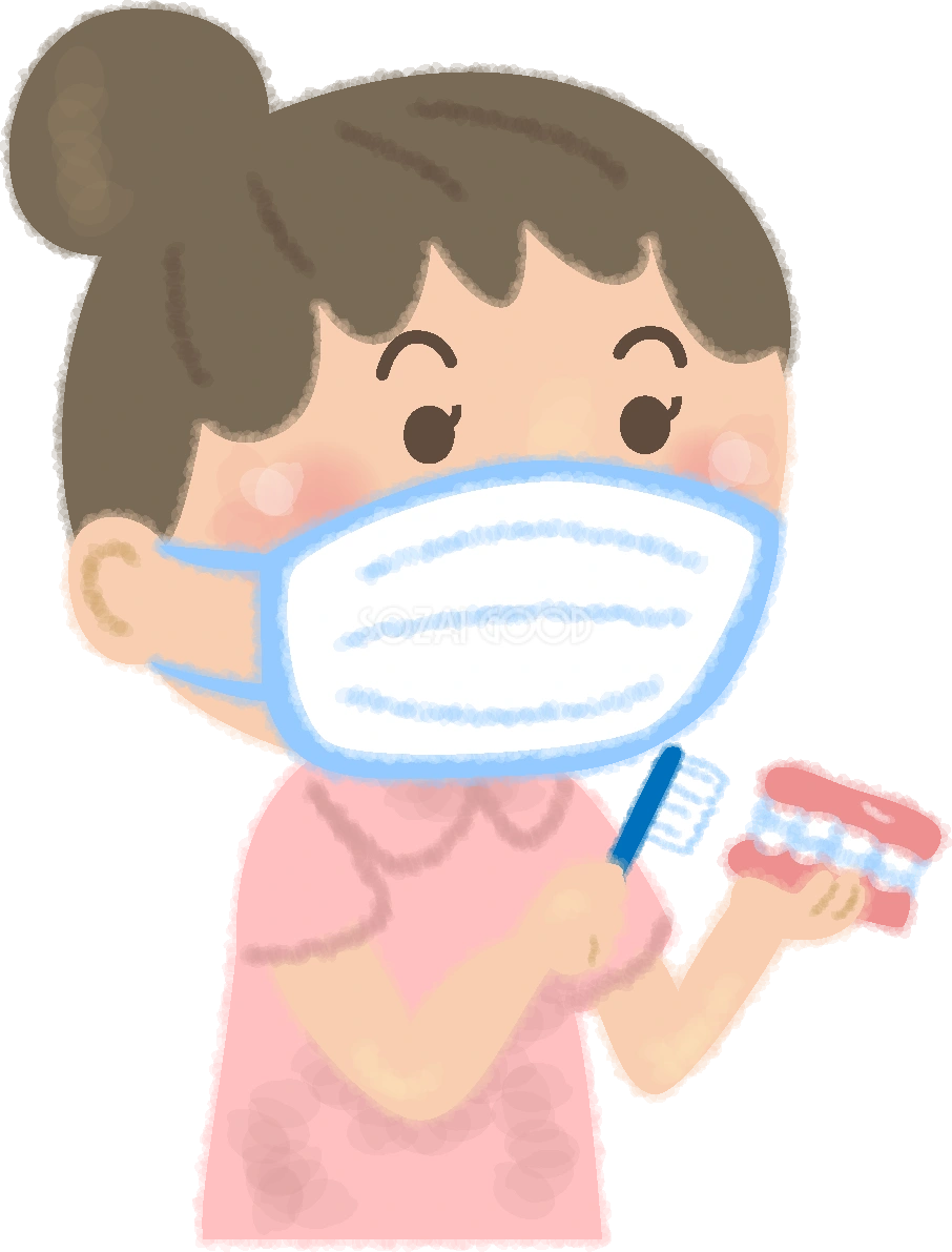 歯科衛生士が入れ歯磨きする無料イラスト/医療/健康46301
