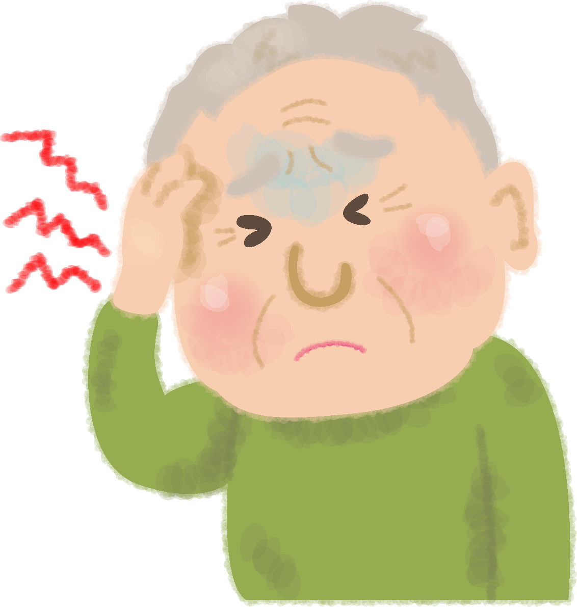 頭が痛いおじいさんの無料イラスト／医療／健康46351に写真・文字を入れる