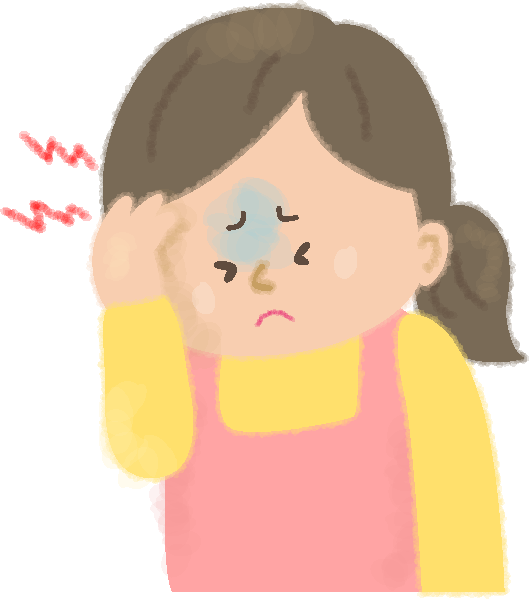 頭が痛い女性の無料イラスト／医療／健康46363に写真・文字を入れる