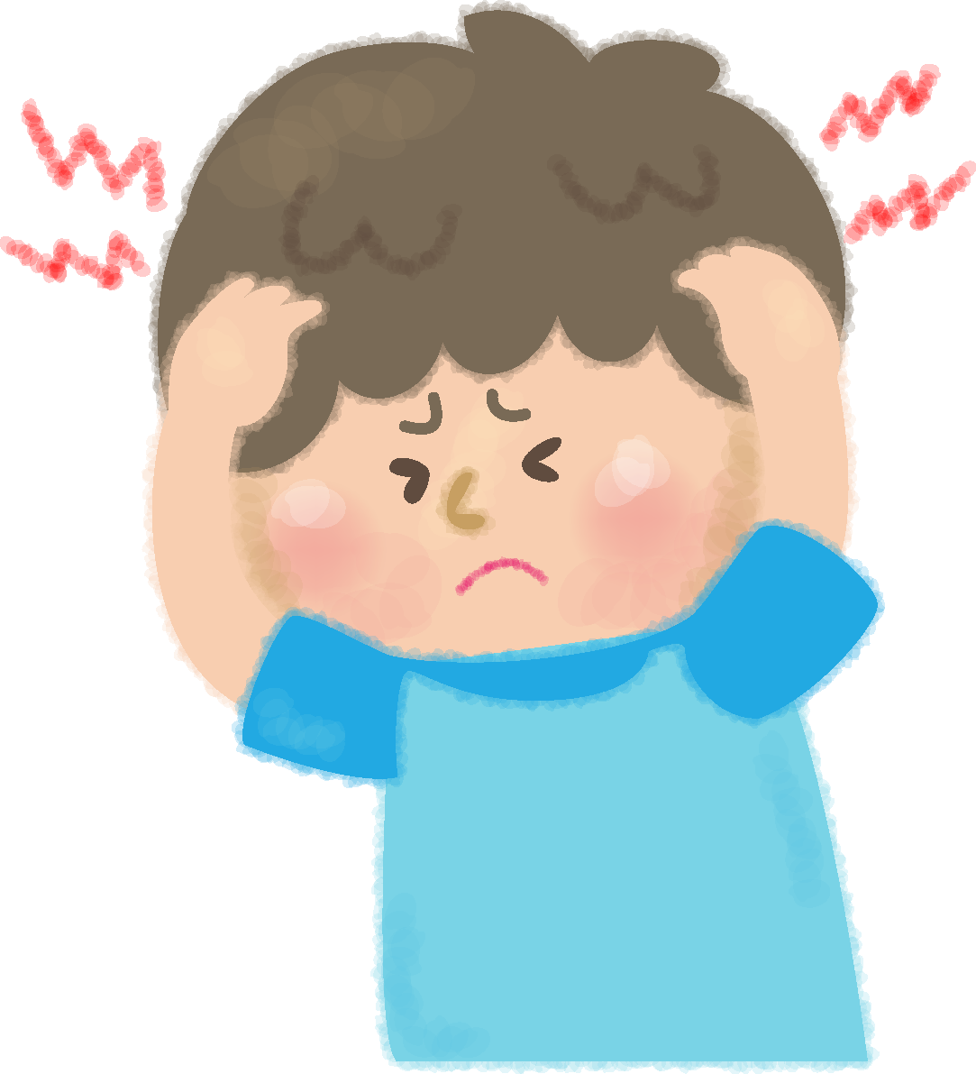 頭が痛い男の子の無料イラスト／医療／健康46367に写真・文字を入れる