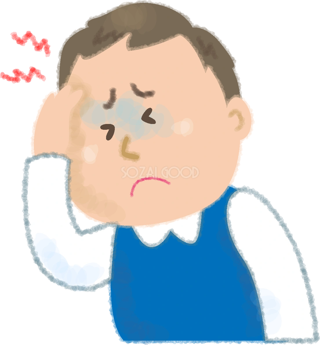 頭が痛い男性の無料イラスト／医療／健康46371