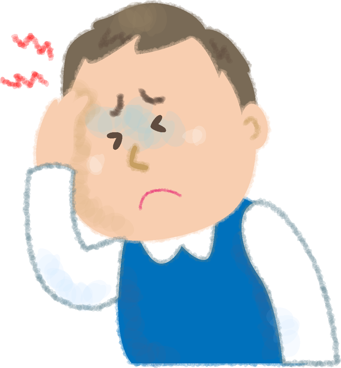 頭が痛い男性の無料イラスト／医療／健康46371に写真・文字を入れる