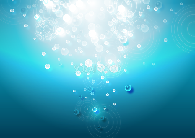 水中から見た雨降る水面 水滴のリアル背景 青 ブルー 無料イラスト 梅雨463 素材good