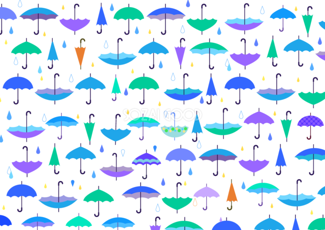 雨と開いた 閉じた傘柄の背景無料イラスト 梅雨46397 素材good