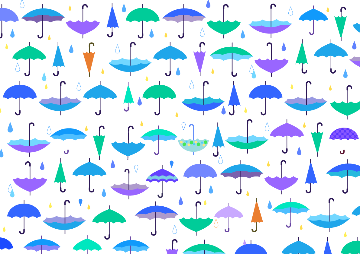 雨と開いた・閉じた傘柄の背景無料イラスト／梅雨46397に写真・文字を入れる