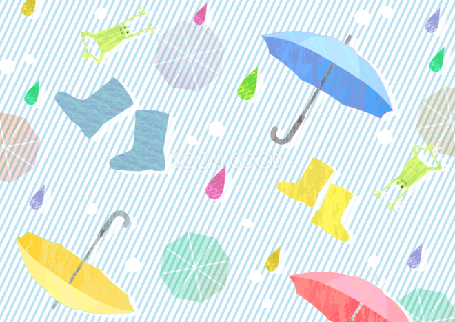 雨や傘の可愛い背景無料イラスト 梅雨 素材good