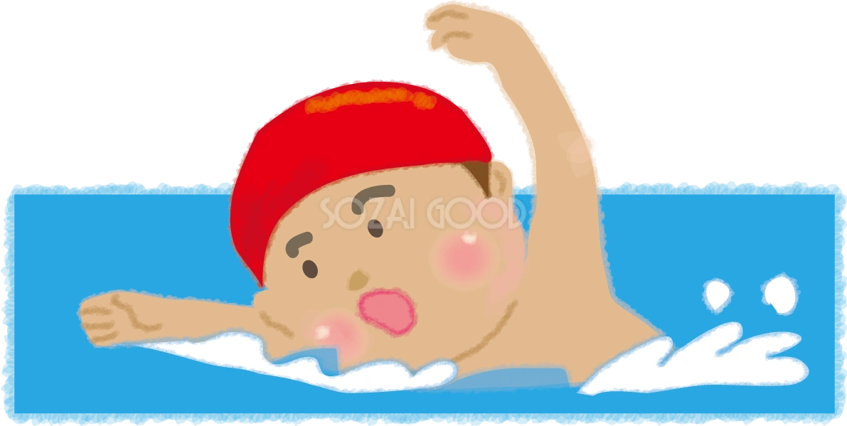 クロールするかわいい男の子の無料イラスト/海プール46573