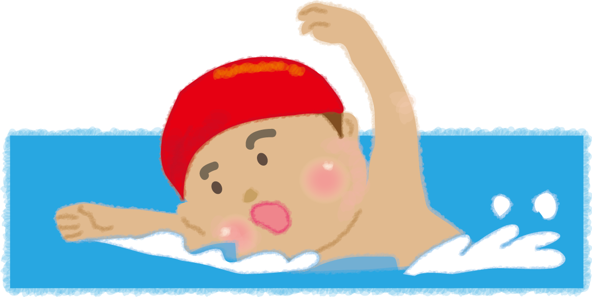 クロールするかわいい男の子の無料イラスト／海プール46573に写真・文字を入れる