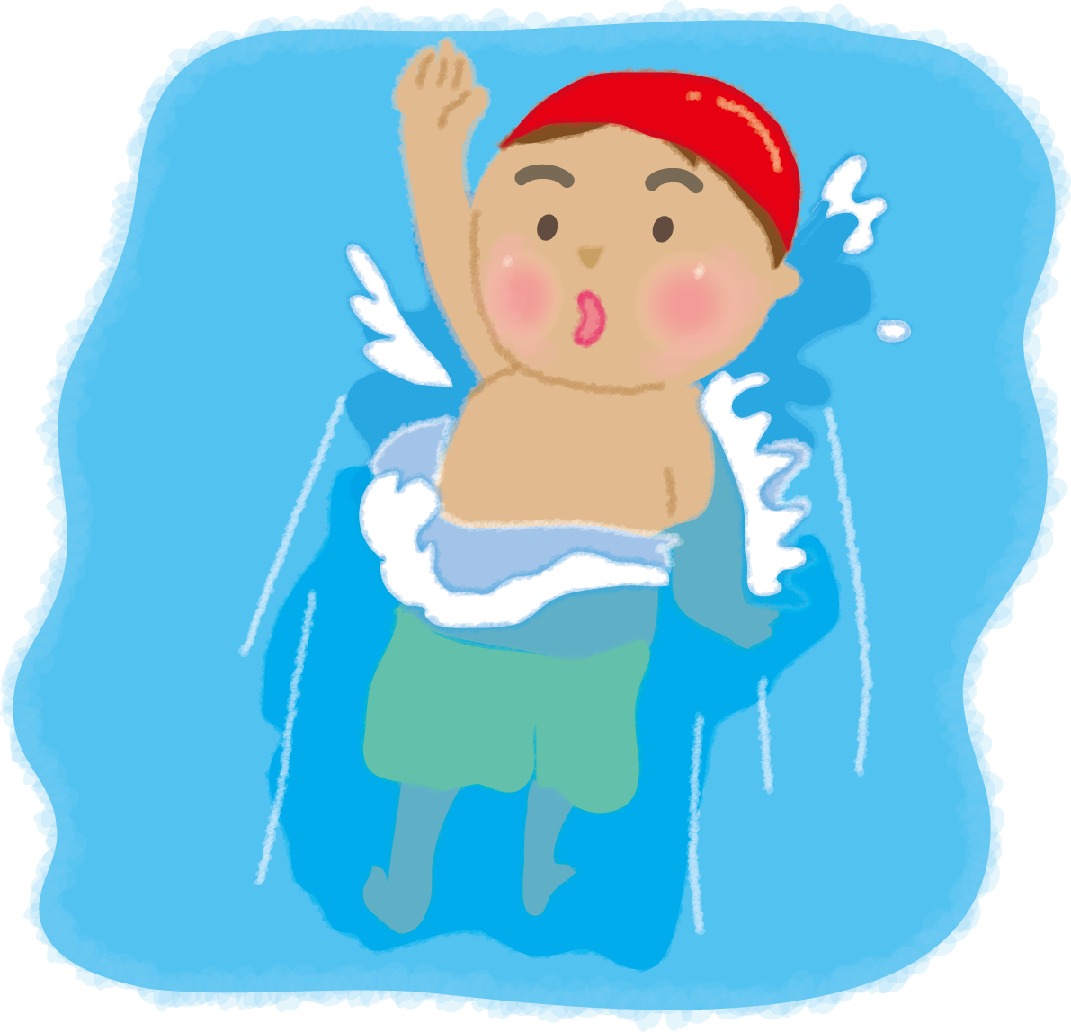 背泳ぎするかわいい男の子の無料イラスト／海プール46613に写真・文字を入れる