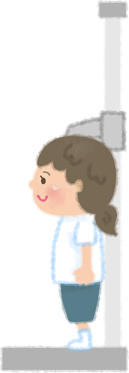 学校で身長測定する女の子の無料イラスト／医療／健康46673