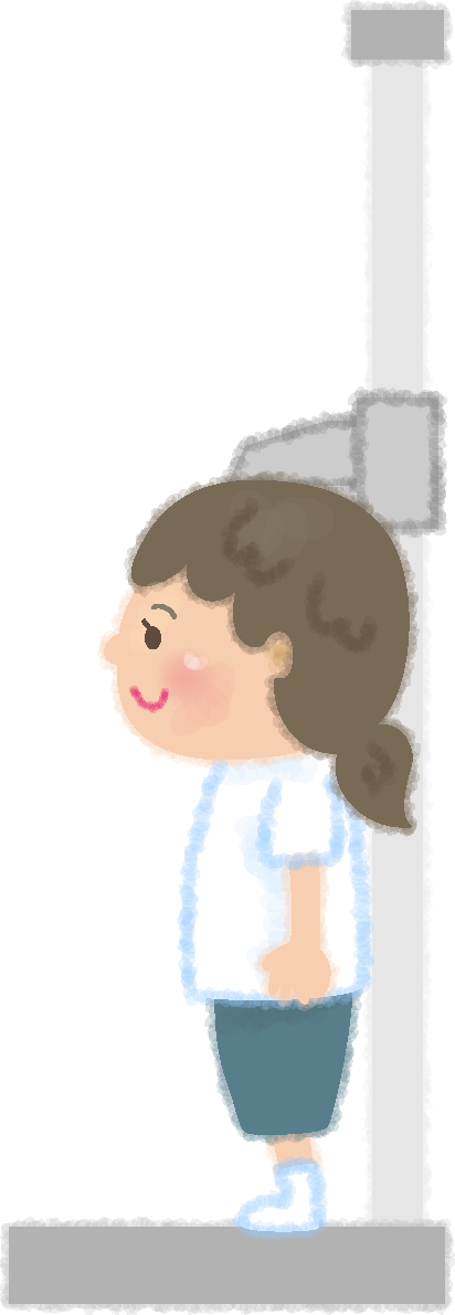 学校で身長測定する女の子の無料イラスト／医療／健康46673に写真・文字を入れる