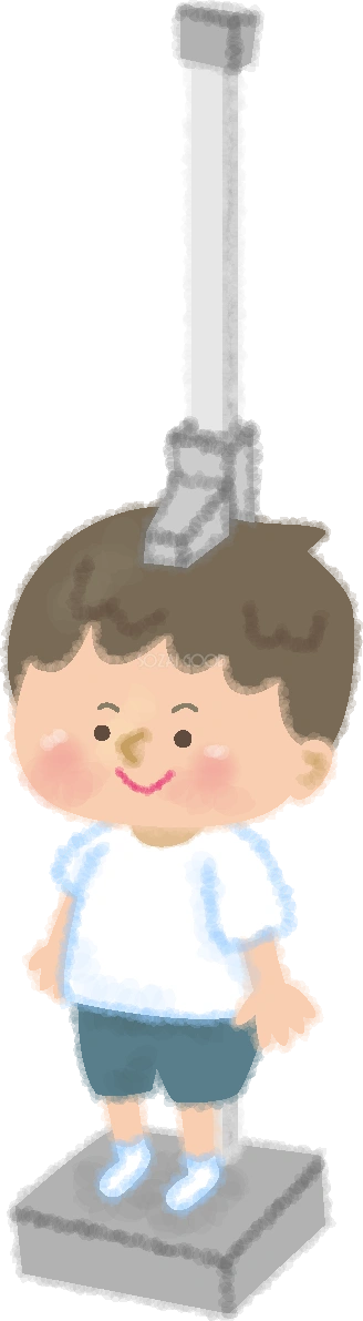 学校で身長測定する男の子の無料イラスト/医療/健康46677