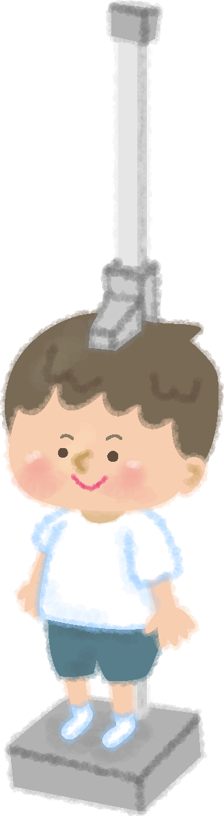 学校で身長測定する男の子の無料イラスト／医療／健康46677に写真・文字を入れる
