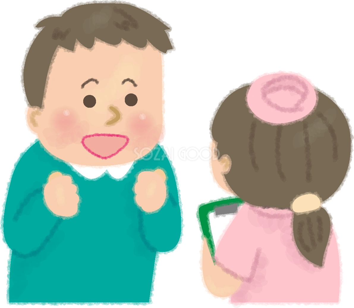 問診中の看護婦と男性の無料イラスト/医療/健康46753