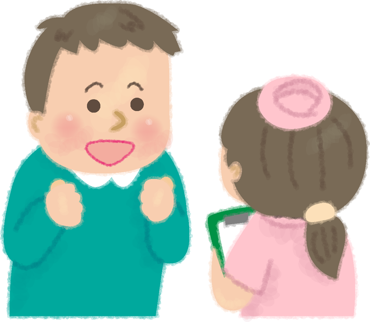 問診中の看護婦と男性の無料イラスト／医療／健康46753に写真・文字を入れる