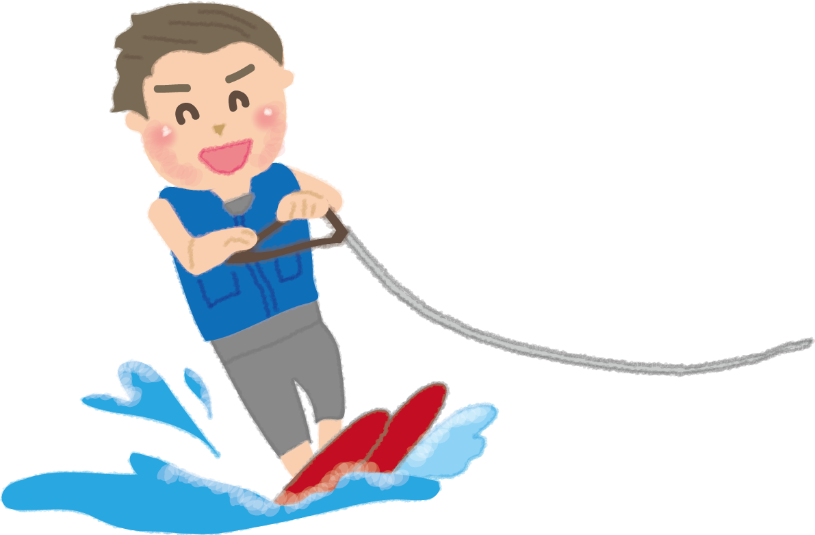水上スキーをする男性の無料イラスト／海46822に写真・文字を入れる