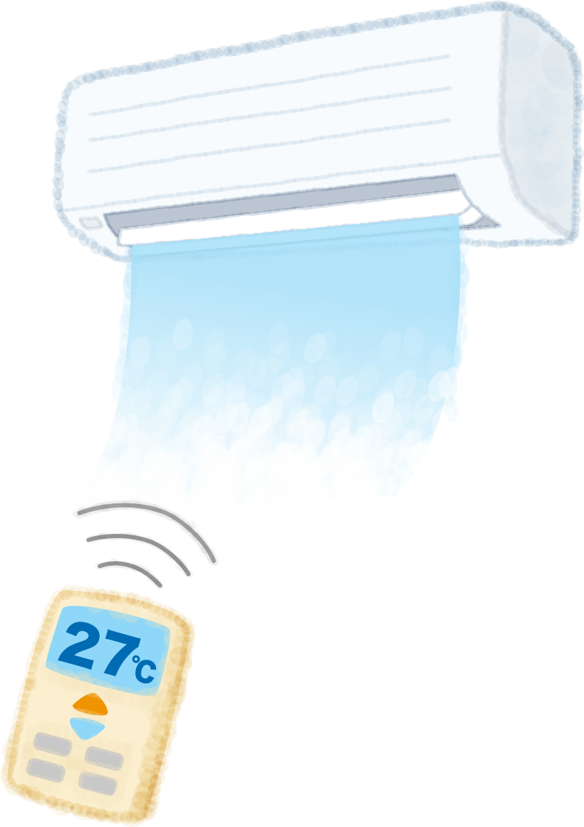 エアコン節電(エコ)  設定温度27度の無料イラスト／夏46858に写真・文字を入れる