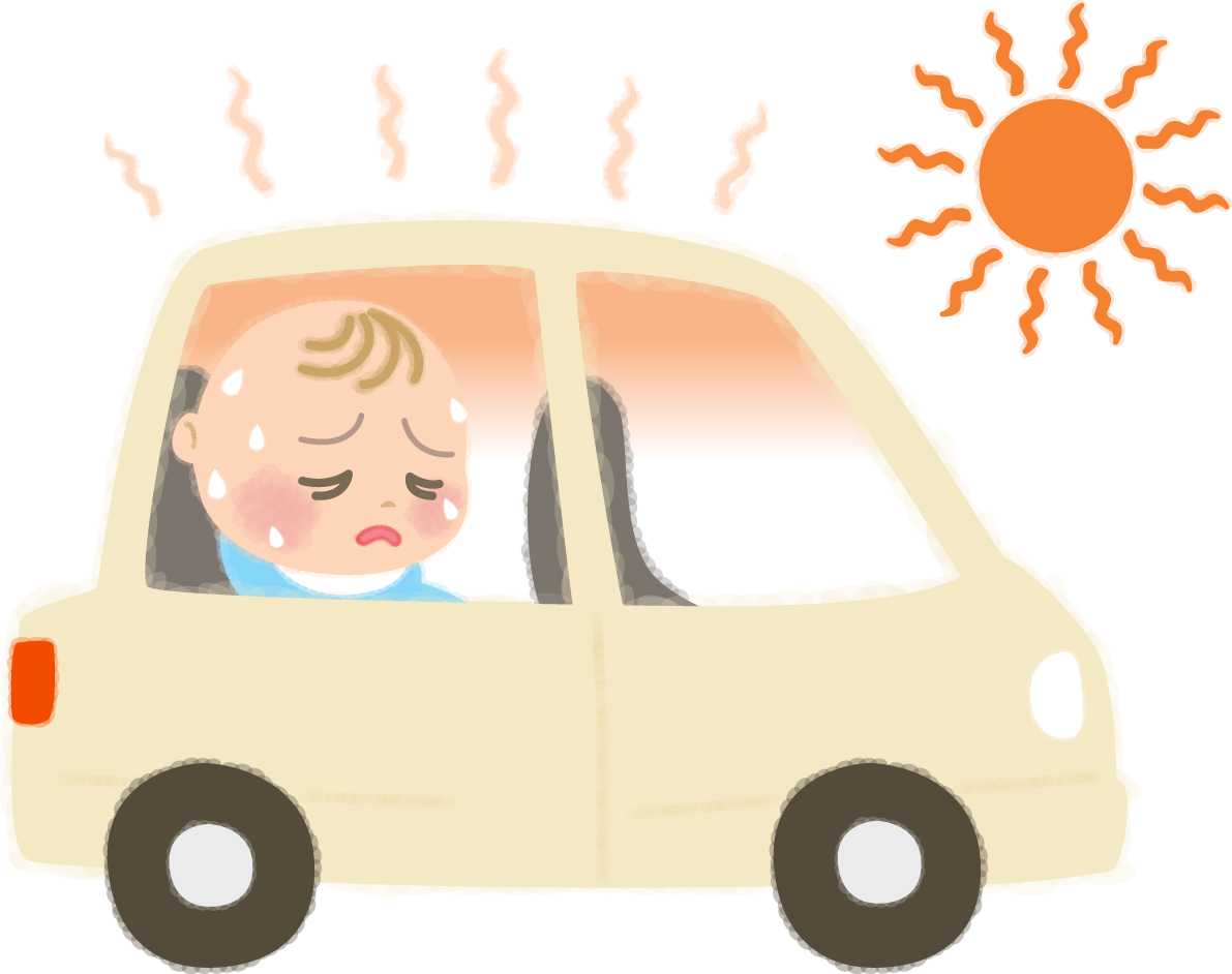 子ども車内放置禁止！赤ちゃんが熱中症の無料イラスト／医療／夏46898に写真・文字を入れる