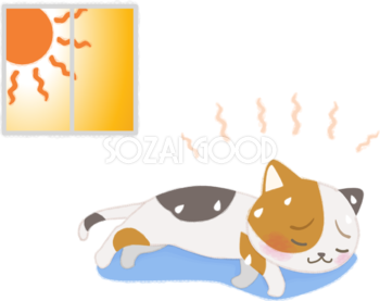 熱中症 室内 で猫が衰弱する無料イラスト 医療 夏 素材good